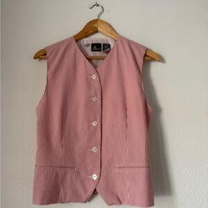 Liz Claiborne Pink & White Striped Button Vest